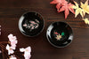 Color Chenging Sake Cup "Sakura＆Momiji" pair set　Black (Warm)